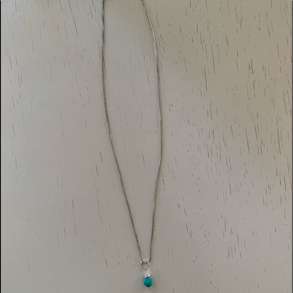 Stella & Dot Silver Necklace with Turquoise Bead